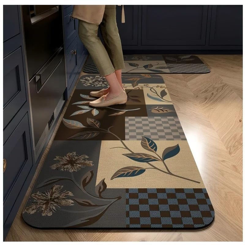 YAGVIZ Anti Fatigue Kitchen Rug Sets 2 Piece Non Slip Kitchen Mats for Floor Cushioned Kitchen Rugs & Mats Waterproof Comfort Standing Mat Runner for Kitchen,Home Office,Sink - Image 1