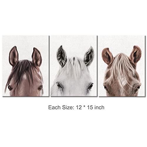 Dolimifa Horse Wall Art Decor Set of 3 Modern Animals Horse Canvas Painting Pictures Framed Horses Canvas Prints Artwork Ready to Hang for Home Office Decoration 12x15 Inch - Image 3
