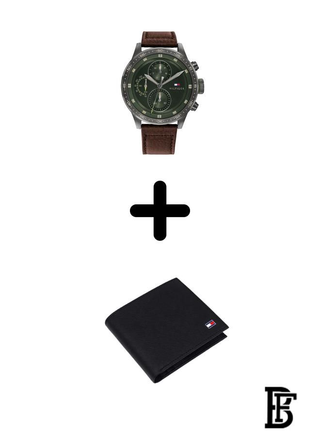 TOMMY HILFIGER Tommy Hilfiger Leather Chronograph Watch 1791809 + Tommy Wallet  - Image 1