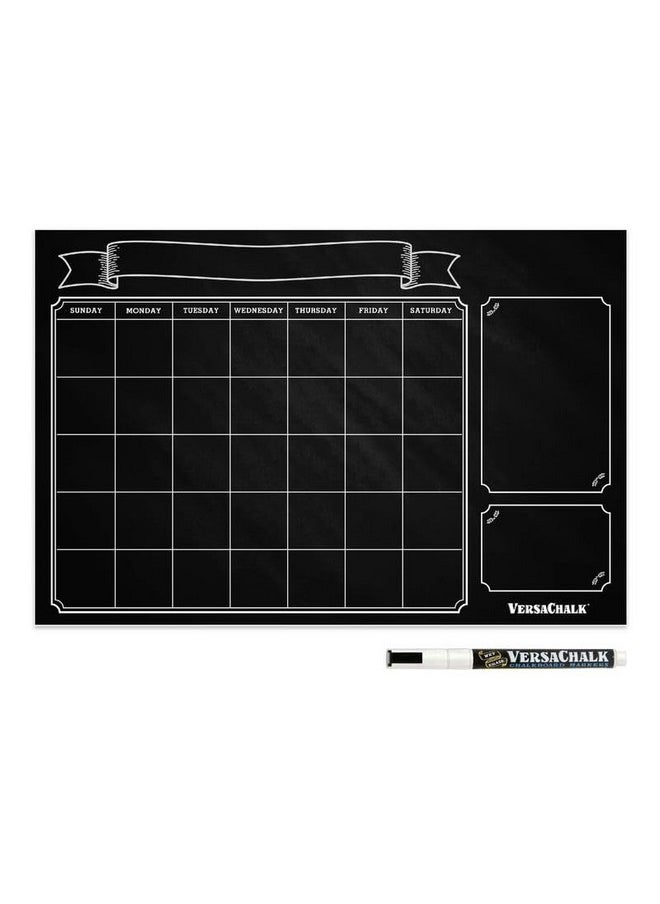 VersaChalk - Decal Wall Calender I Chalkboard I Timetable I Planner I Vinyl Black 24X36 Inches I Comes W/White Chalk Ink Marker 3Mm Fine Tip - Image 1