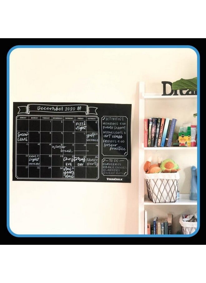 VersaChalk - Decal Wall Calender I Chalkboard I Timetable I Planner I Vinyl Black 24X36 Inches I Comes W/White Chalk Ink Marker 3Mm Fine Tip - Image 1