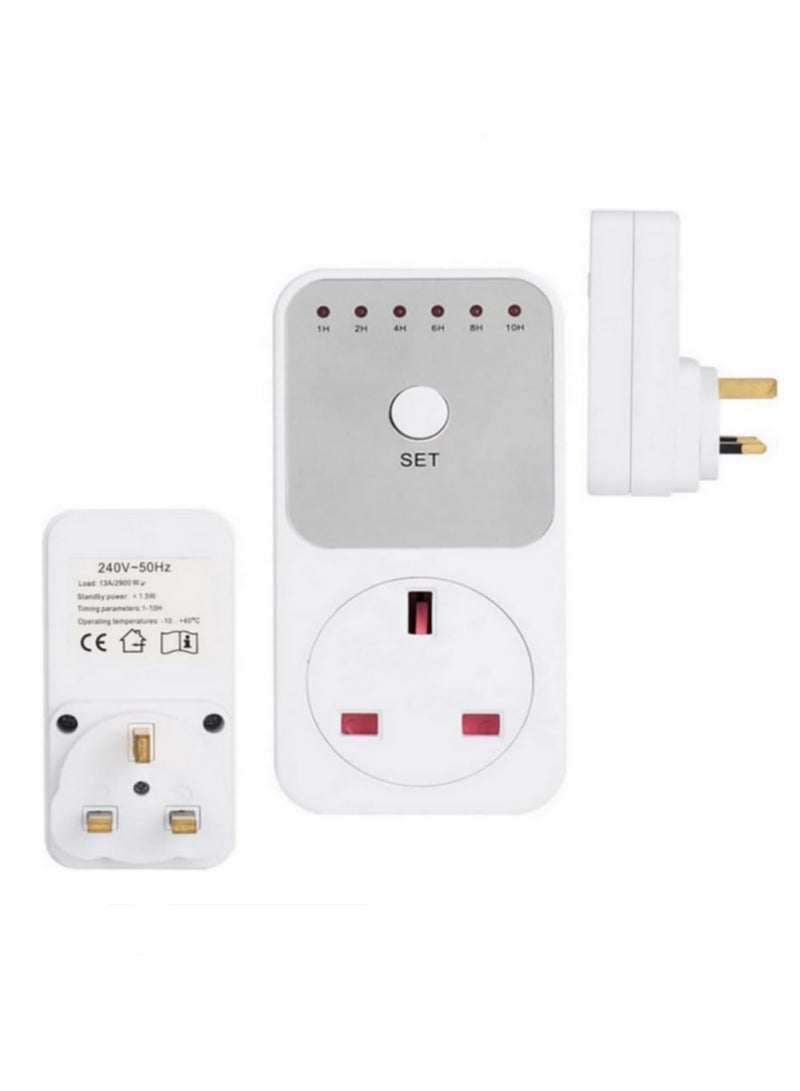 1pcs Electronic Wattmeter 10Hr Timer Switch Socket UK Plug Smart Countdown Energy Saving Controller Easy to Operate Avoid Overcharging Home Security Wide Application for Lights Fans AC  - Image 2