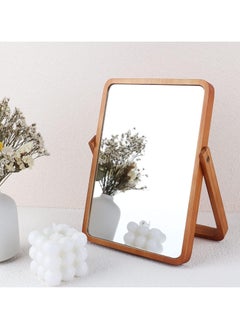 Cool Baby COOLBABY Portable Wooden Desk Mirror for Makeup Vanity Makeup Mirrors - Rectangle Wall-Mounted Mirrors Desk Mirrors for Living Room Bedroom Birthday Gifts  - Image 1
