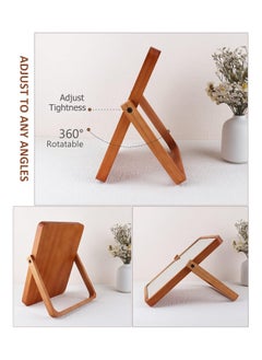 Cool Baby COOLBABY Portable Wooden Desk Mirror for Makeup Vanity Makeup Mirrors - Rectangle Wall-Mounted Mirrors Desk Mirrors for Living Room Bedroom Birthday Gifts  - Image 4