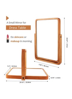 Cool Baby COOLBABY Portable Wooden Desk Mirror for Makeup Vanity Makeup Mirrors - Rectangle Wall-Mounted Mirrors Desk Mirrors for Living Room Bedroom Birthday Gifts  - Image 3
