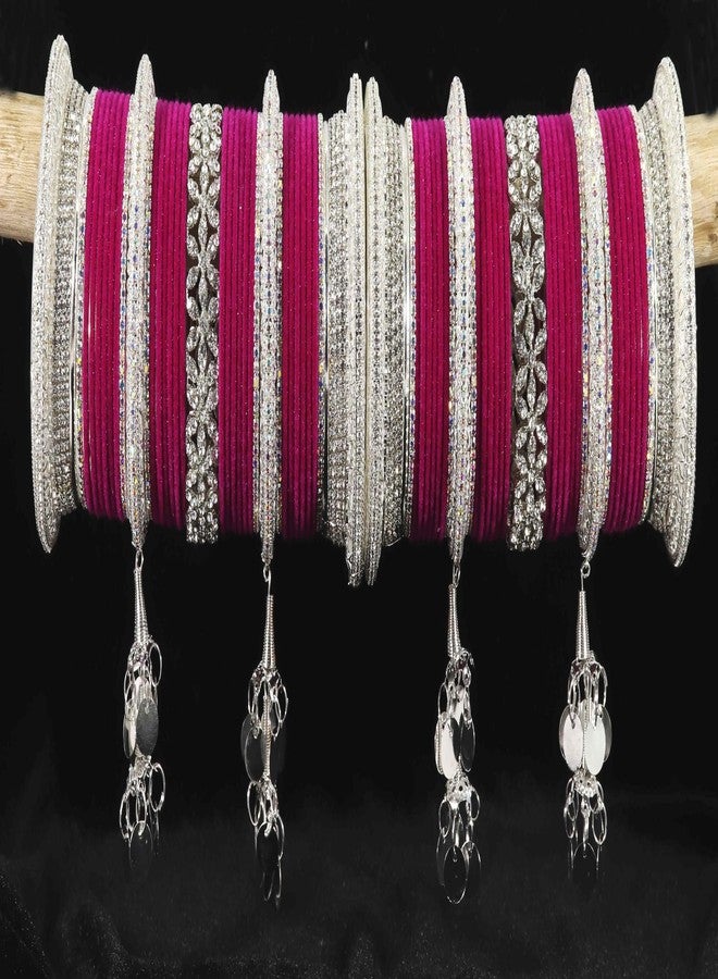 LAVAZZA chuda set for bridal rajasthani|pink chuda set for bridal punjabi|ad chuda for women|fancy chudi|bridal chuda set for wedding|chuda set|bridal chuda set ad bridal chura(Chuda7-Magenta-2.6) - Image 3