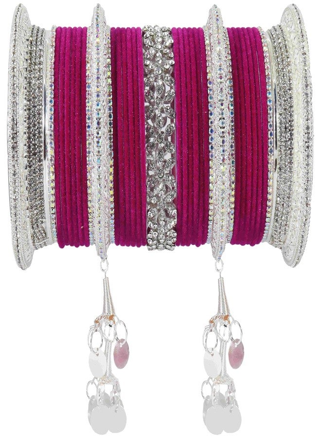 LAVAZZA chuda set for bridal rajasthani|pink chuda set for bridal punjabi|ad chuda for women|fancy chudi|bridal chuda set for wedding|chuda set|bridal chuda set ad bridal chura(Chuda7-Magenta-2.6) - Image 4