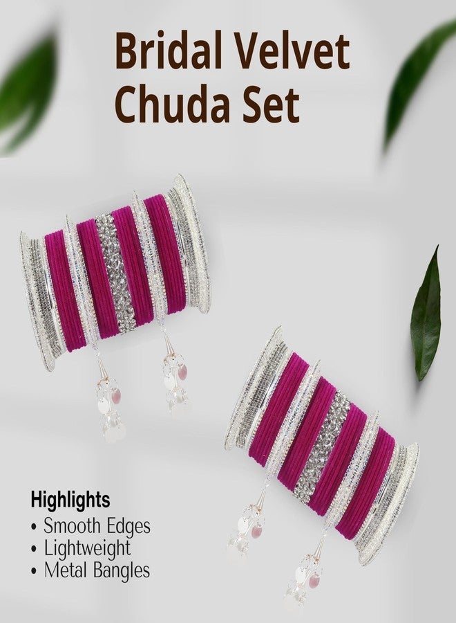 LAVAZZA chuda set for bridal rajasthani|pink chuda set for bridal punjabi|ad chuda for women|fancy chudi|bridal chuda set for wedding|chuda set|bridal chuda set ad bridal chura(Chuda7-Magenta-2.6) - Image 5