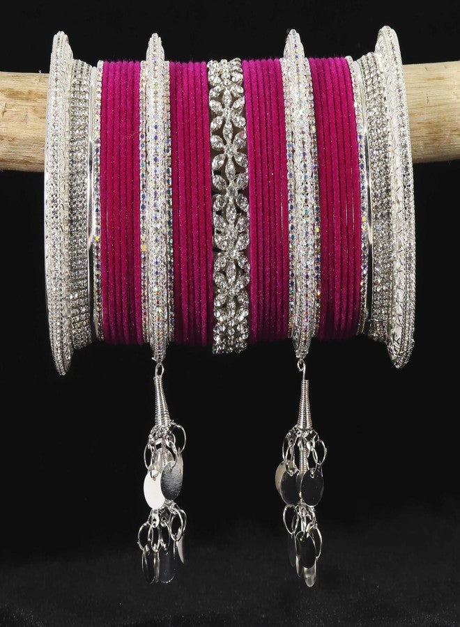 LAVAZZA chuda set for bridal rajasthani|pink chuda set for bridal punjabi|ad chuda for women|fancy chudi|bridal chuda set for wedding|chuda set|bridal chuda set ad bridal chura(Chuda7-Magenta-2.6) - Image 2