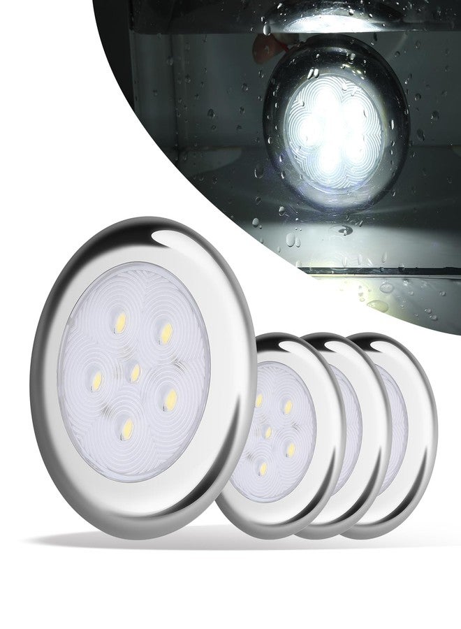 ULITECO Marine Courtesy Lights, IP68 Waterproof Boat Interior Lights for Stern Navigation Deck Courtesy Night Fishing, Stainless Steel Marine LED Lighting for Cockpit Pontoon Bass Sailboat(4PCS White) - Image 1