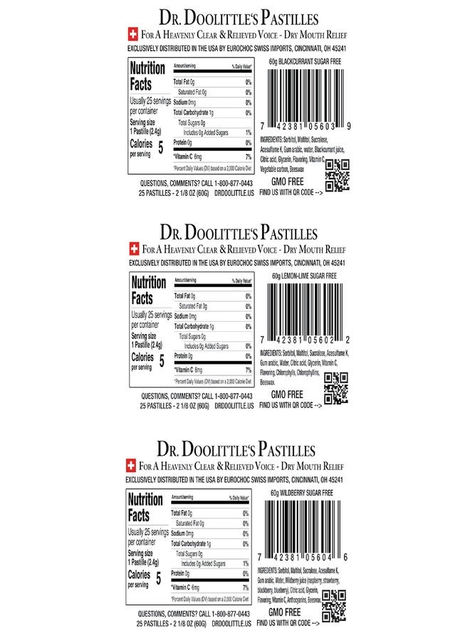 DOOLITTLE Dr. Doolittle’s Soft Fruit Pastilles Sugar Free Variety Pack for Voice and Throat, 2.12 Ounce Tin, Approximately 25 Count Package, 3 Pack - Image 5