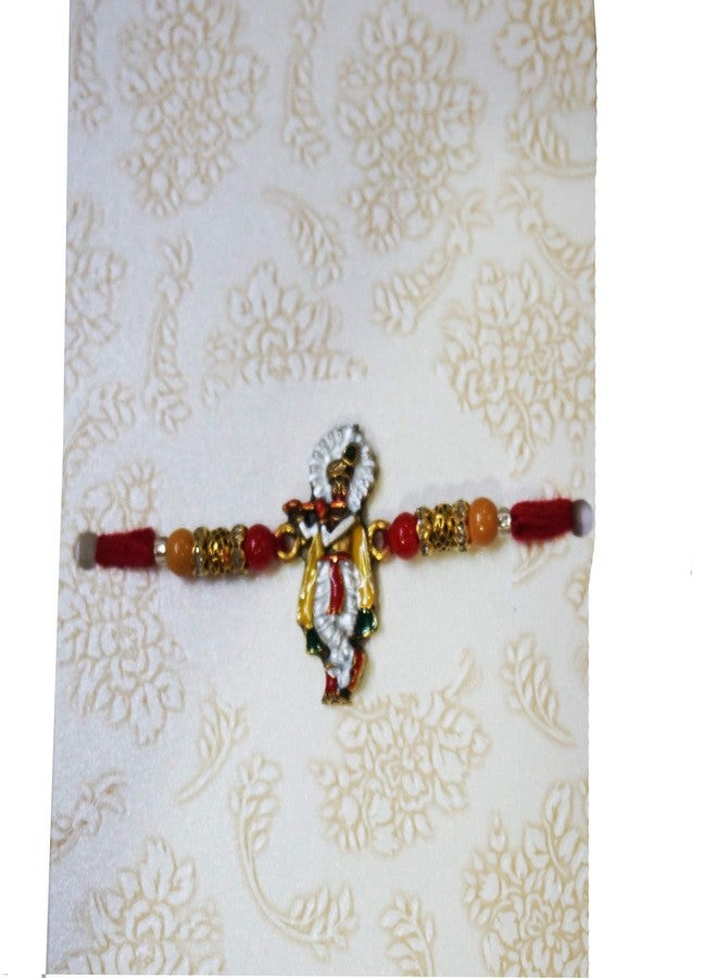 دينشاك مجموعة DHINCHAK®™ Brother Rakhi المصنوعة من خليط معدني مع تصميم كريشنا قطعة واحدة - Image 2