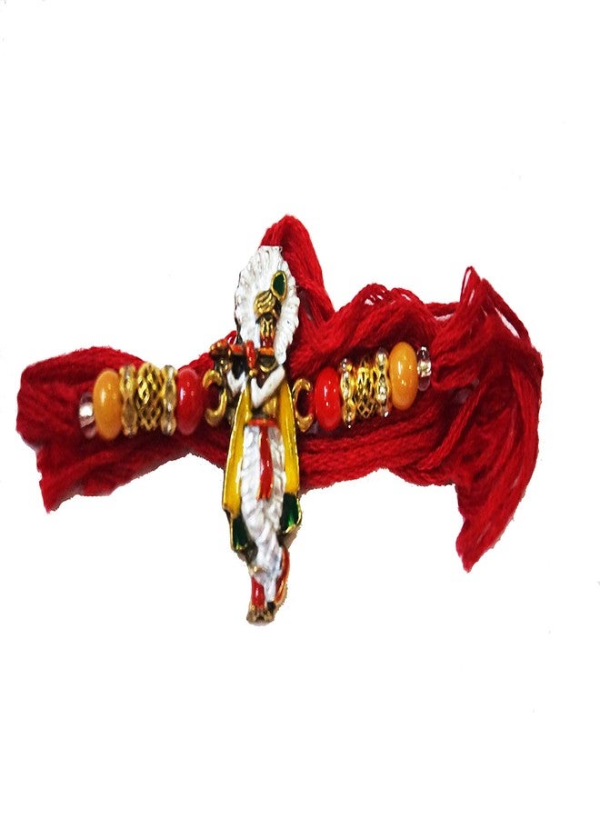 دينشاك مجموعة DHINCHAK®™ Brother Rakhi المصنوعة من خليط معدني مع تصميم كريشنا قطعة واحدة - Image 3