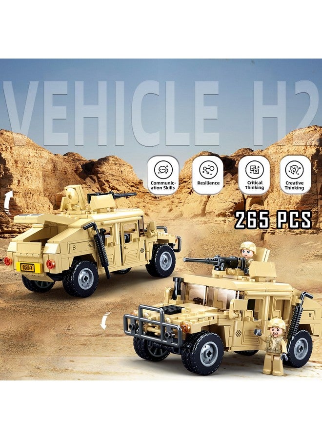 Sluban مجموعة مركبة عسكرية على الطرق الوعرة، مستوحاة من ألعاب الجيش في الحرب العالمية الثانية، مجموعة نموذجية، تشمل 2 شخصية جندي متحركة، هدايا للأولاد من عمر 6-12 وللبنات، متوافقة مع مجموعة الجيش من ليغو، 265 قطعة - Image 3