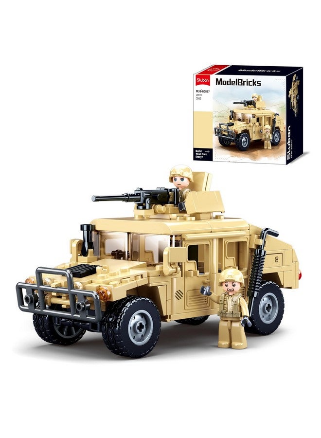 Sluban مجموعة مركبة عسكرية على الطرق الوعرة، مستوحاة من ألعاب الجيش في الحرب العالمية الثانية، مجموعة نموذجية، تشمل 2 شخصية جندي متحركة، هدايا للأولاد من عمر 6-12 وللبنات، متوافقة مع مجموعة الجيش من ليغو، 265 قطعة - Image 1