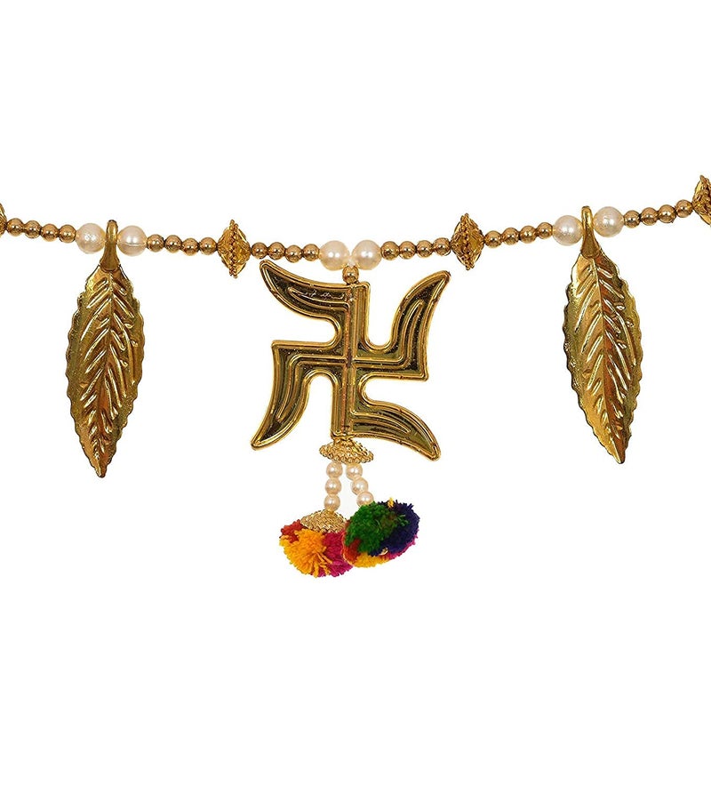 SESONBY Swsastik Golden Leaves Latest Hanging Toran Main Door Garlands Handmade Bandhanwar Door Entrance Hanging HomeTraditional Wall Decoration Diwali Decoration Diwali Gift - Image 4