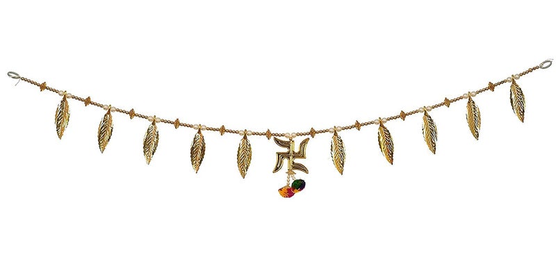 SESONBY Swsastik Golden Leaves Latest Hanging Toran Main Door Garlands Handmade Bandhanwar Door Entrance Hanging HomeTraditional Wall Decoration Diwali Decoration Diwali Gift - Image 3
