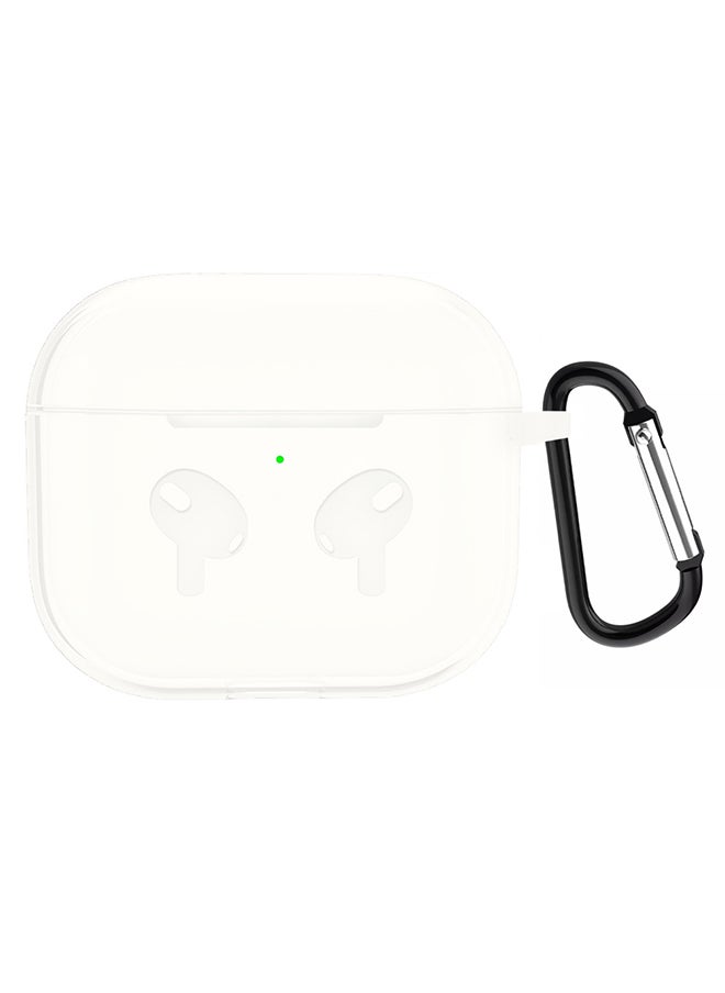CATANES - AirPods 3 Case Cover Silicone Protective Accessories Skin with Keychain Compatible with Apple AirPod 3rd Generation 2021 for Women Men Girls Boys Front LED Visible Milky White - Image 1