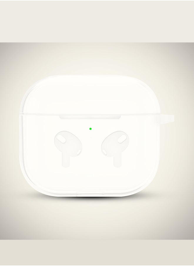 CATANES - AirPods 3 Case Cover Silicone Protective Accessories Skin with Keychain Compatible with Apple AirPod 3rd Generation 2021 for Women Men Girls Boys Front LED Visible Milky White - Image 1