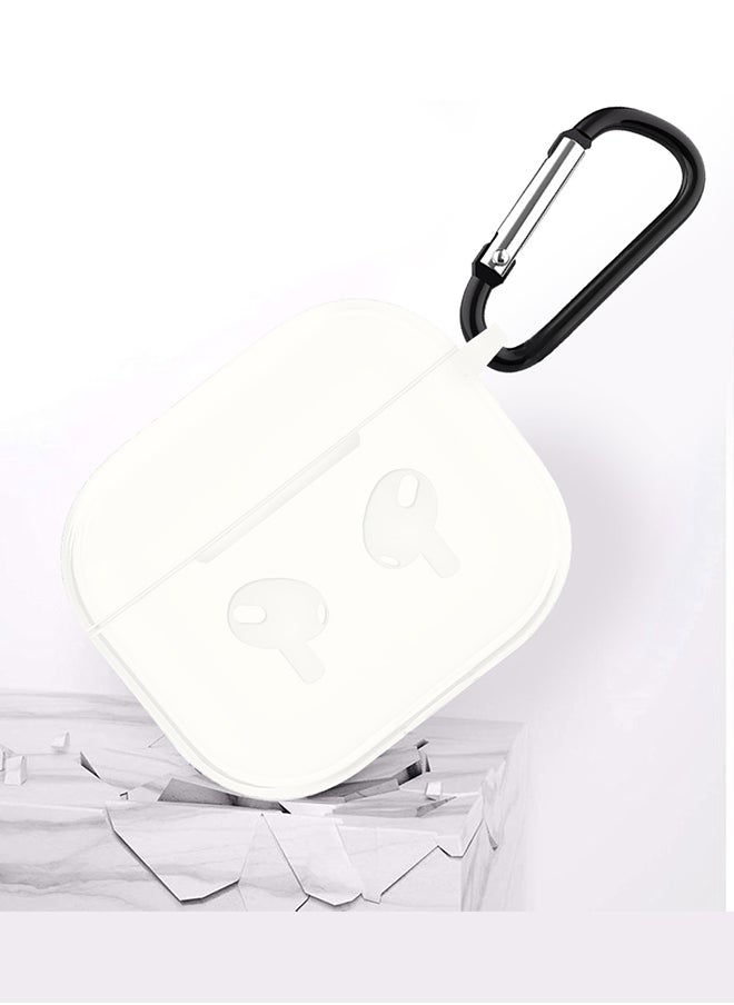 CATANES - AirPods 3 Case Cover Silicone Protective Accessories Skin with Keychain Compatible with Apple AirPod 3rd Generation 2021 for Women Men Girls Boys Front LED Visible Milky White - Image 1