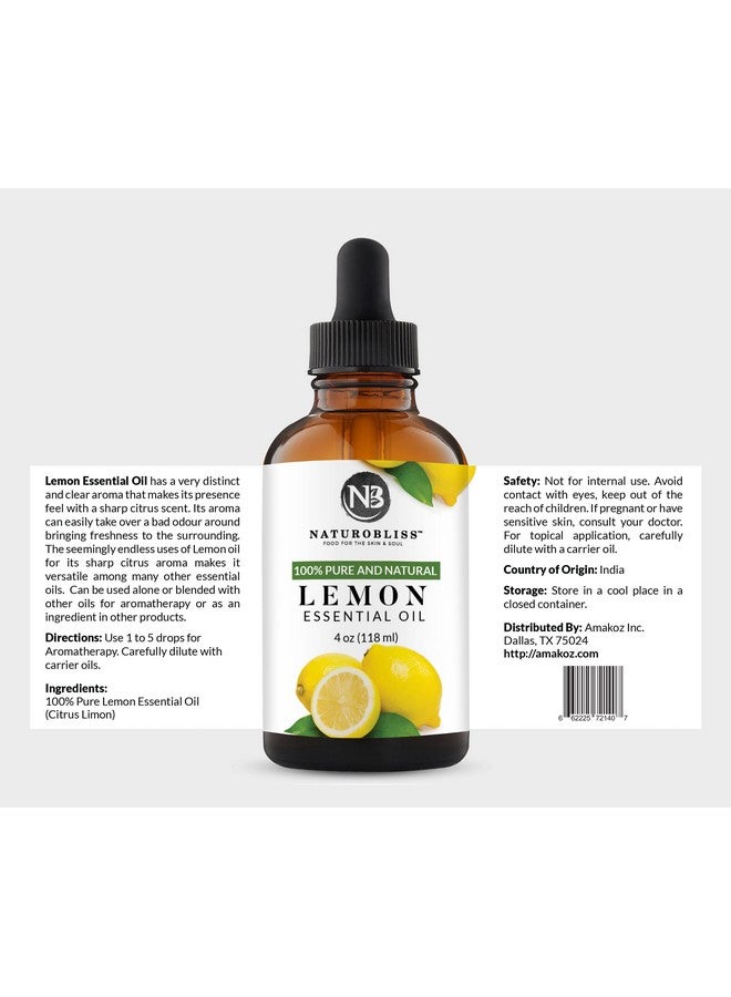 NaturoBliss NaturoBliss 100% Pure Lemon Essential Oil Therapeutic Grade Premium Quality (4 fl. oz) with Glass Dropper, Perfect for Aromatherapy - Image 4