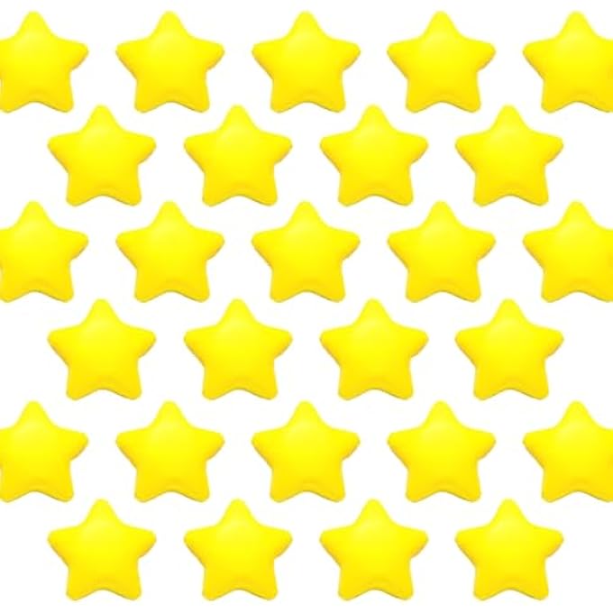 Odowalker 20Pcs Star Stress Ball Stress Squeeze Neon Yellow Stars Mini Foam Balls for School Carnival Reward, Party Bag Gift Fillers - Image 3