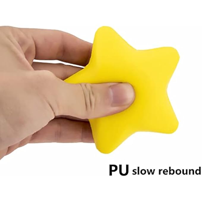 Odowalker 20Pcs Star Stress Ball Stress Squeeze Neon Yellow Stars Mini Foam Balls for School Carnival Reward, Party Bag Gift Fillers - Image 1