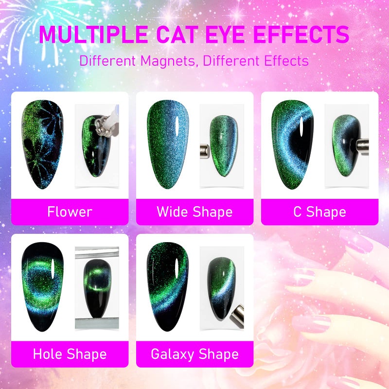 SUPWEE Cat Eye Gel Nail Polish with Magnet 9D Galaxy Cateye Manicure Soak Off UV DIY Salon Home Gift 12 Colors 7ml(0.24fl oz) - Image 4