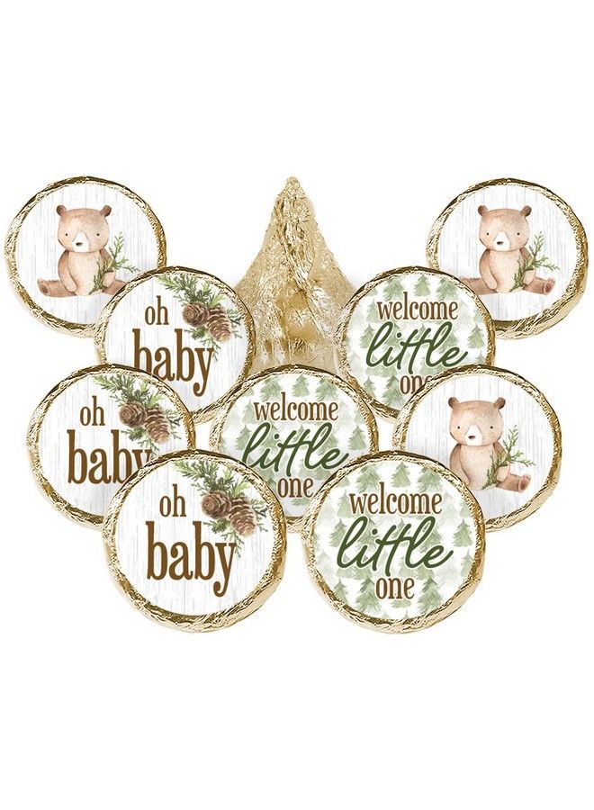 DISTINCTIVS Woodland Bear Baby Shower Favor Stickers 180 Labels - Image 1