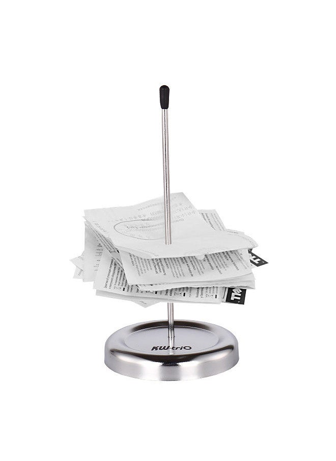 Kw-trio All Metal Straight Rod Desk Receipt Holder Spike Stick Bill Notes Paper Memo Fork Check Spindle Restaurant Ticket Holder with Protective Cover  - Image 1