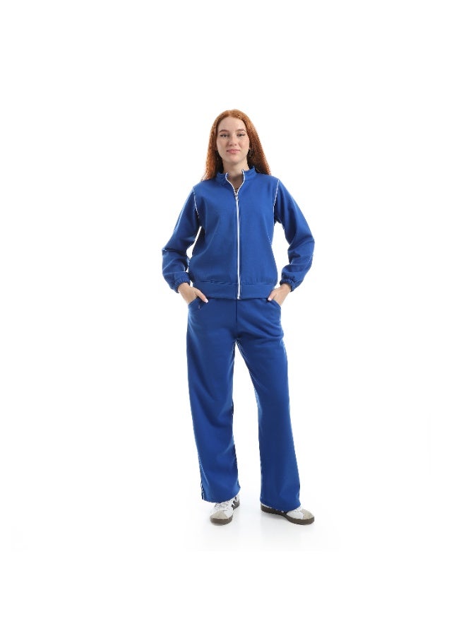 Caesar Women's Melton cotton tracksuit with a velvet lining and front zipper - Image 1