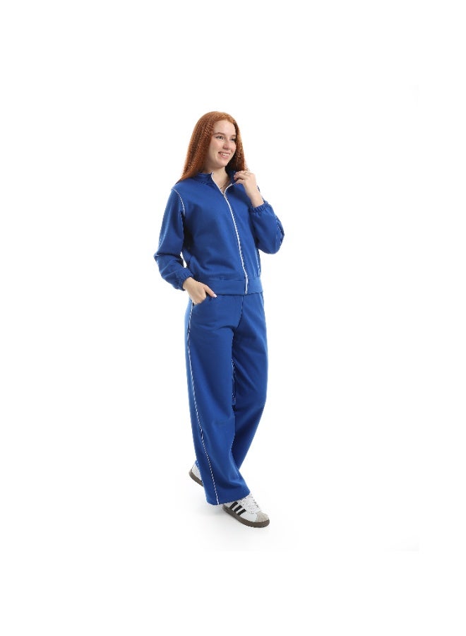 Caesar Women's Melton cotton tracksuit with a velvet lining and front zipper - Image 3