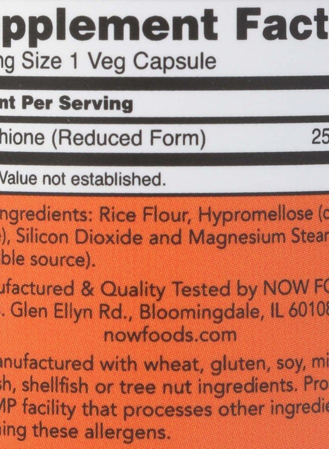 Now Foods, L Glutathione 250 Mg Veggie Capsules, 60 Count - Image 4