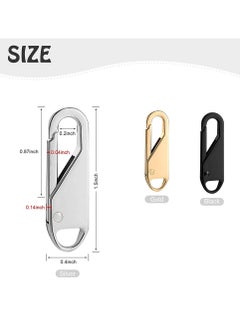 SYOSI Zipper Pull Replacement, Detachable Zipper Pull Tabs for Luggage Clothing Jackets Backpacks Boots Purse Coat, Zipper Repair Kit Zipper Slider Pull Tab Metal Zipper Head, 10 Pcs (Silver, Black, Gold)  - Image 4