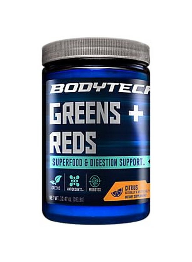 BODYTECH Greens + Reds Powder a" Superfood & Digestion Support a" Citrus (30 Servings) - Image 1
