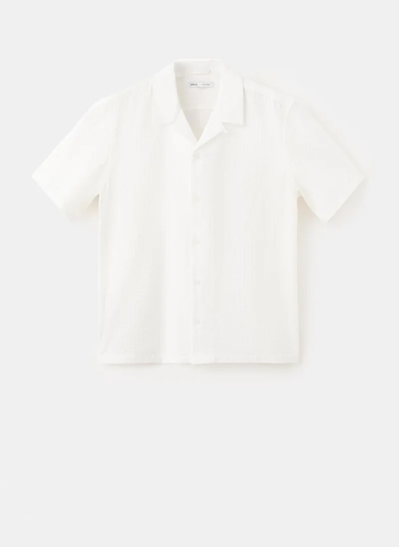 Mango Man 01-BLANCO 100% Cotton Shirt With Embroidered Details for Men | Best Price UAE