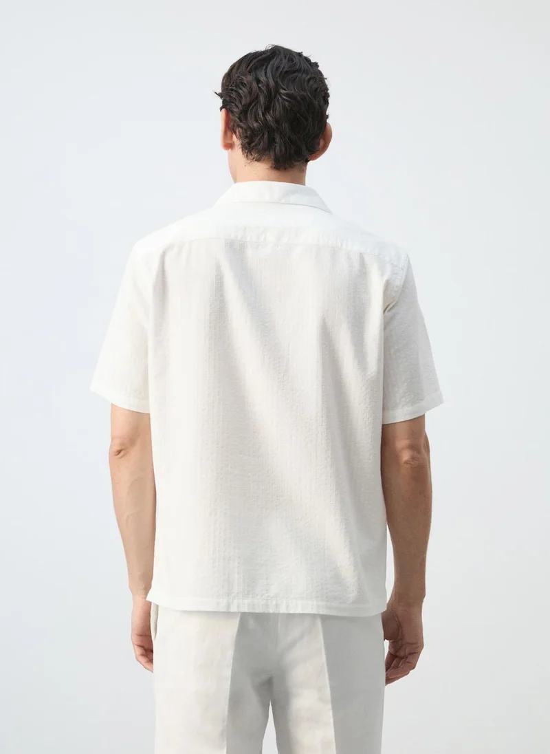 Mango Man 100% Cotton Shirt With Embroidered Details