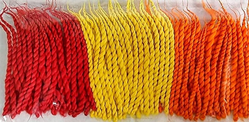On Blow Long Cotton Double Thread Wicks for Pooja Lamps 540 Wicks Pack of 60 x 9 Packets Each Pack has 60 Wicks 20 Red 20 Yellow 20 Orange - Image 1