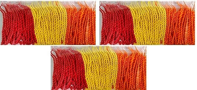 On Blow Long Cotton Double Thread Wicks for Pooja Lamps 540 Wicks Pack of 60 x 9 Packets Each Pack has 60 Wicks 20 Red 20 Yellow 20 Orange - Image 2