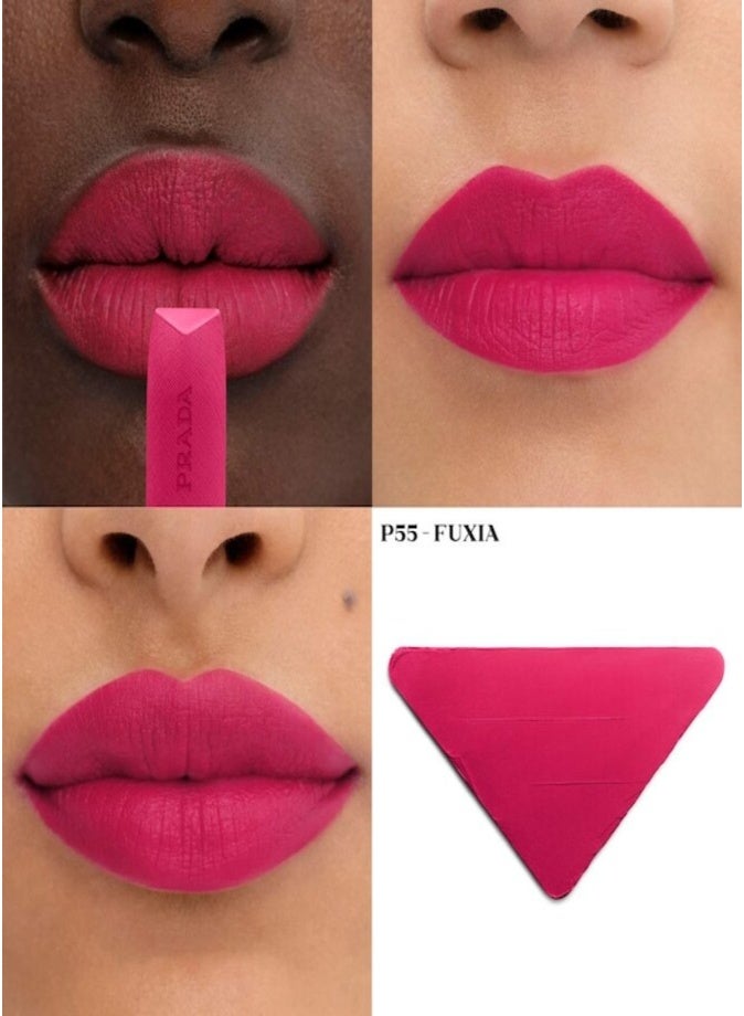 Prada Monochrome Hyper Matte Refillable Lipstick 3.9g P55 FUXIA - pink| Long-Wear Velvet Matte Lipstick - Image 2