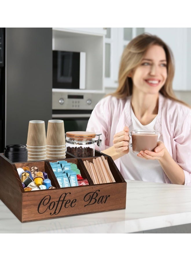 TAKHTEELA Counter storage boxes, wooden coffee bag stand storage baskets, tea condiment storage boxes, coffee table decoration accessory storage boxes - Image 5