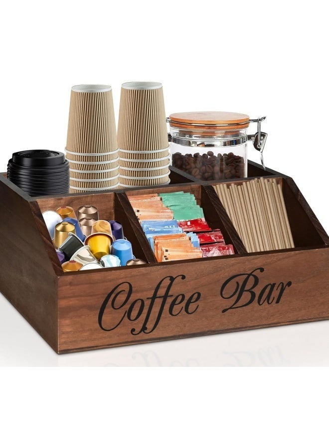 TAKHTEELA Counter storage boxes, wooden coffee bag stand storage baskets, tea condiment storage boxes, coffee table decoration accessory storage boxes - Image 1