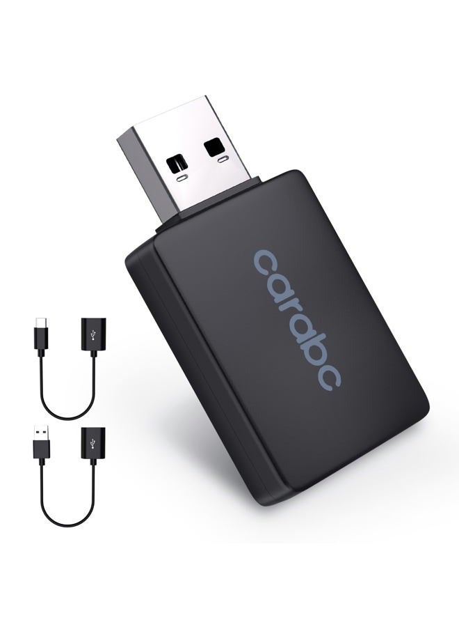 CarABC Wireless CarPlay Adapter for iPhone, Convert Factory Cable to Wireless CarPlay, Latency, Seamless Multi-User Connection, with USB and USB-C/Type C Extension Cable (Black) - Image 1