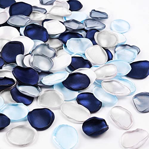 Der Rose 300pcs Artificial Flowers Silk Fake Blue Rose Petals Flower Girl Scatter Pedals for Aisle Centerpieces Table Confetti Party Favors Home Wedding Decorations