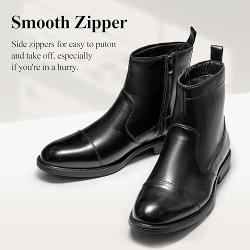 Arkbird Mens Dress Boots, Genuine Leather Side Zipper Casual Pull-On Ankle Boots for Business Casual - Image 4