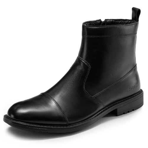 Arkbird Mens Dress Boots, Genuine Leather Side Zipper Casual Pull-On Ankle Boots for Business Casual - Image 1