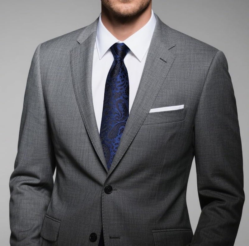 DiBanGu Blue Necktie for Men Silk Blue Black Paisley Tie Set and Handkerchief Cufflinks Formal Business - Image 4