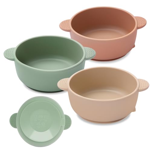 Eascrozn 3 Pack Baby Bowls Suction Bowls for Baby and Toddlers BPA Free Food Grade Silicone Bowl Feeding Supplies Dishwasher and Microwave Safe Multicolor - Image 1