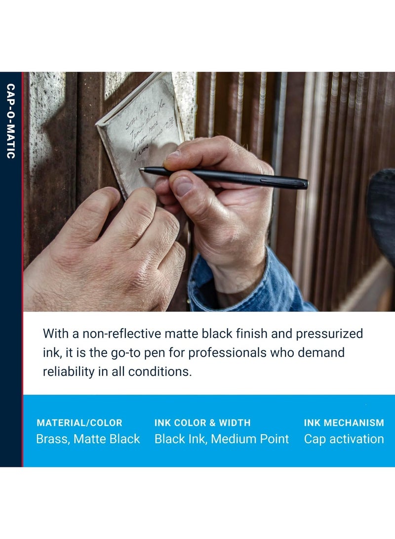 Fisher Space Pen Military Cap-O-Matic Space Pen, Ballpoint, Black Ink, Non-Reflective, Brass, Matte Black, Made in the USA - Image 4