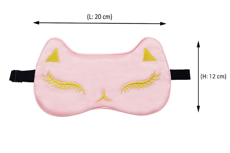 Jenna™ Natural Silk Kitty Design Sleep Mask Cover for Insomnia, Puffy Eyes and Dark Circles With Gel (BabyPink) - Image 3